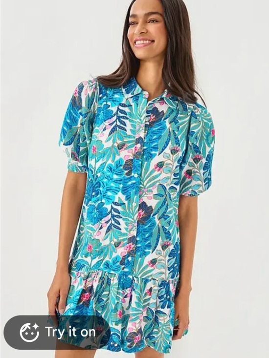 Lilly Pulitzer Dresses & Skirts - Lilly Pulitzer Blue Brett Popover Shirtdress